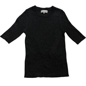 ROWIE Stanley Lurex Knit Tee in Silver Noir